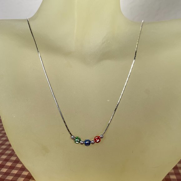 NWOT 16" Italian 3 Ball Real Silver (not plated) Necklace - Picture 2 of 5